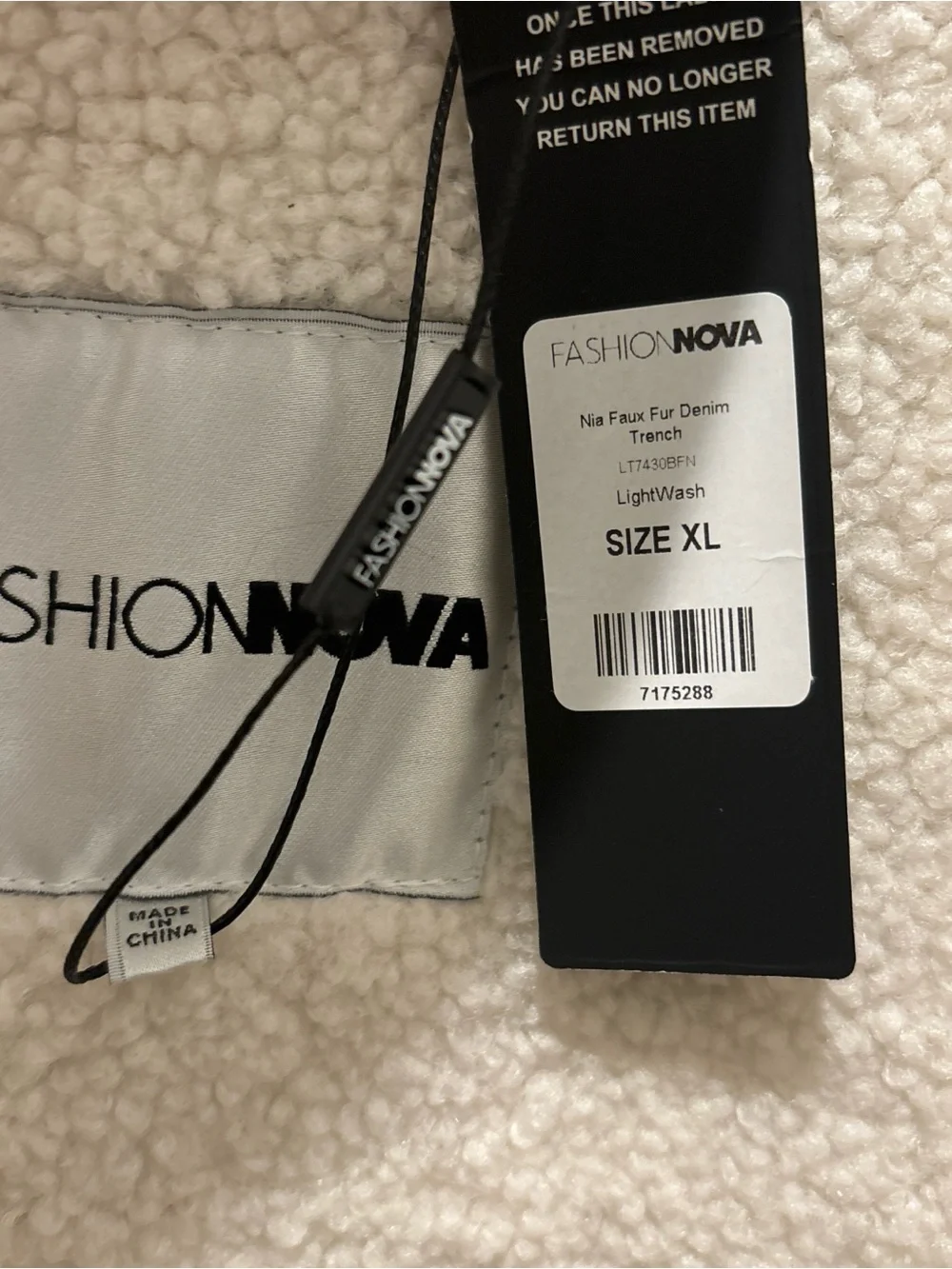 Fashion Nova Light Blue Sherpa-Lined Denim Trench Coat